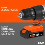 Taladro Inalámbrico Atornillador Daewoo 10mm Accesorios Color Naranja con Negro Frecuencia 50 Hz/60 Hz - Image 3
